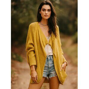 Pinkblush Cocoon Cardigan Longline Open Front Chunky Knit size L Maternity Boho